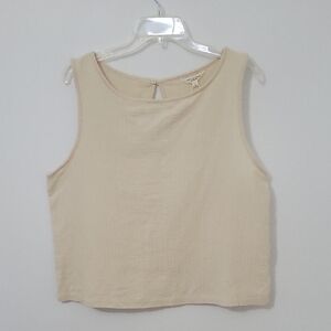 Max Studios London Sleeveless Cotton/Linen Blend Top, Size Large
